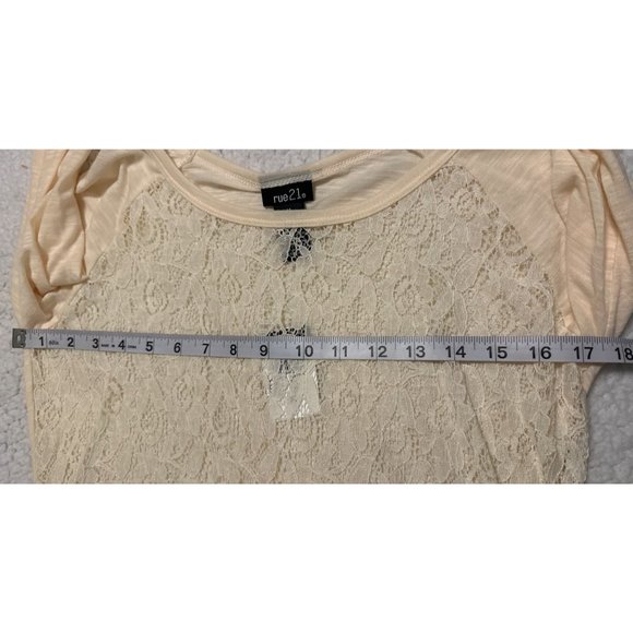 Rue 21 Ivory Cream High Low Knit Top Long-Sleeve Cotton Rayon Blend Women Size M - Picture 6 of 7